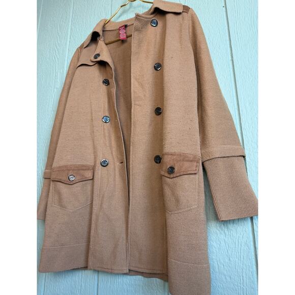 Olsen Europe 100% Wool Knit Coat / Cardigan | Camel Brown | Classic Tailored - Picture 5 of 8